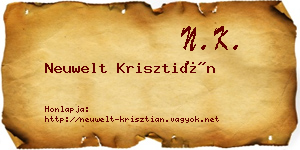 Neuwelt Krisztián névjegykártya